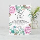 Cute Dinosaur Pink Bedankkaart (Staand voorkant)