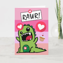 Cute Dinosaur Pink Dino Mite Girls Birthday Kaart