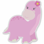 Cute Dinosaur, Pink Dinosaur, Girl Dinosaur, Dino Sticker (Voorkant)