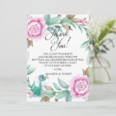 Cute Dinosaur Pink Hartelijk dank Bedankkaart (Staand voorkant)