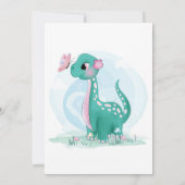 Cute Dinosaur Pink Hartelijk dank Bedankkaart (Achterkant)