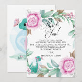 Cute Dinosaur Pink Hartelijk dank Bedankkaart (Voorkant / Achterkant)