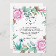 Cute Dinosaur Pink Hartelijk dank