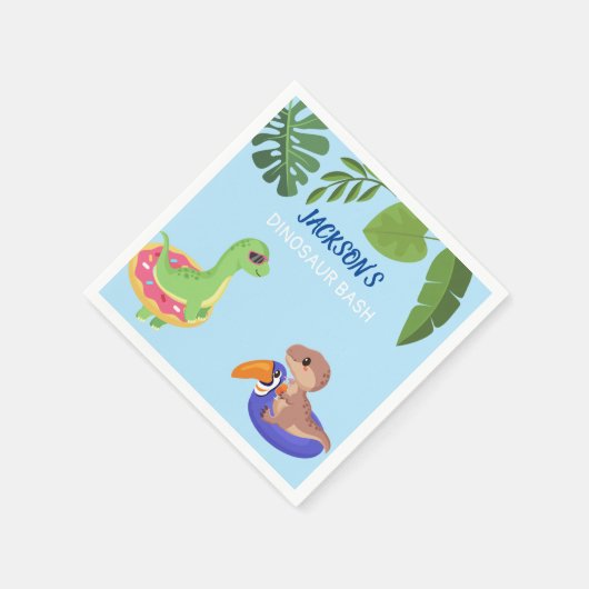 Cute Dinosaur Pool Party Oerwoud Thema Servet (Hoek)
