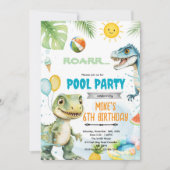 Cute dinosaur pool theme invitation kaart (Voorkant)