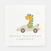 Cute Dinosaur Race Car Personalized Birthday Party Servet (Voorkant)