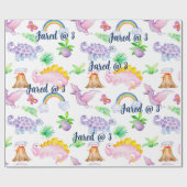 Cute Dinosaur Rainbow Waterverf Kids Birthday Cadeaupapier (Vlak)