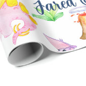 Cute Dinosaur Rainbow Waterverf Kids Birthday Cadeaupapier (Rol Hoek)