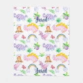 Cute Dinosaur Rainbow Waterverf Kinder Oerwoud Fleece Deken (Voorkant)