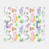 Cute Dinosaur Rainbow Waterverf Kinder Oerwoud Fleece Deken (Voorkant (Horizontaal))
