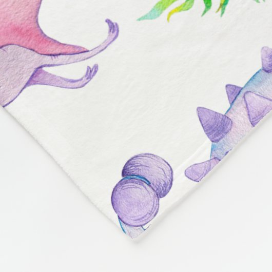 Cute Dinosaur Rainbow Waterverf Kinder Oerwoud Fleece Deken (Hoek)