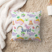 Cute Dinosaur Rainbow Waterverf Kinder Oerwoud Kussen (Deken)