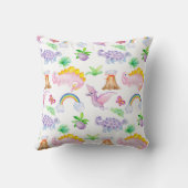 Cute Dinosaur Rainbow Waterverf Kinder Oerwoud Kussen (Achterkant)