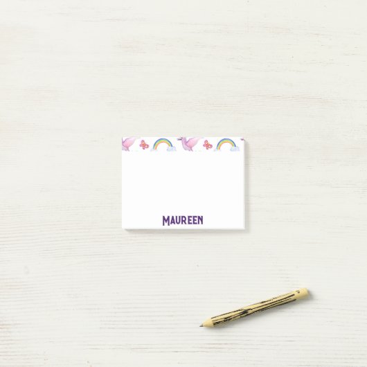 Cute Dinosaur Rainbow Waterverf Oerwoud Pattern Post-it® Notes (Op bureau)