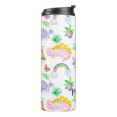Cute Dinosaur Rainbow Waterverf Oerwoud Pattern Thermosbeker (Gedraaid links)
