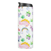 Cute Dinosaur Rainbow Waterverf Oerwoud Pattern Thermosbeker (Geroteerd rechts)