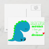 Cute Dinosaur RAWR Briefkaart (Voorkant / Achterkant)