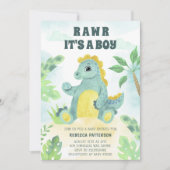 Cute Dinosaur Rawr is een Baby shower Kaart (Voorkant)