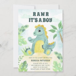 Cute Dinosaur Rawr is een Baby shower Kaart