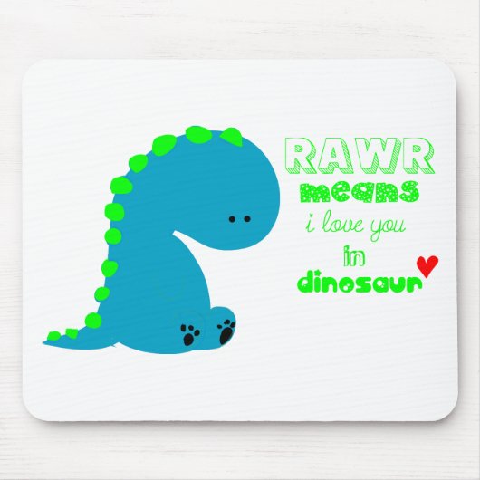 Cute Dinosaur RAWR Muismat (Voorkant)
