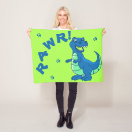 Cute Dinosaur RAWR Paw Green Blue Kinder Fleece Deken