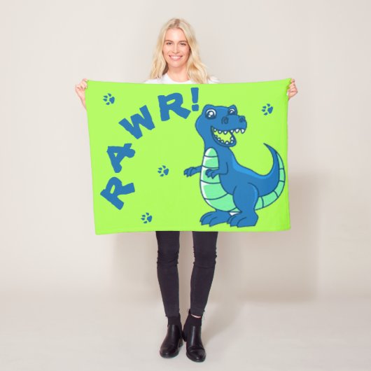 Cute Dinosaur RAWR Paw Green Blue Kinder Fleece Deken (In situ)