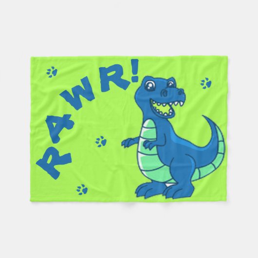 Cute Dinosaur RAWR Paw Green Blue Kinder Fleece Deken (Voorkant (Horizontaal))