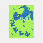 Cute Dinosaur RAWR Paw Green Blue Kinder Fleece Deken (Voorkant)