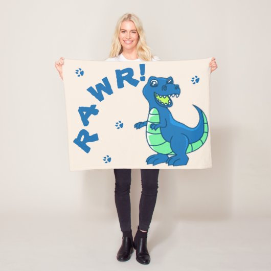 Cute Dinosaur RAWR Paw Green Blue Kinder Fleece Deken (In situ)