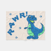 Cute Dinosaur RAWR Paw Green Blue Kinder Fleece Deken (Voorkant (Horizontaal))