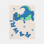 Cute Dinosaur RAWR Paw Green Blue Kinder Fleece Deken (Voorkant)