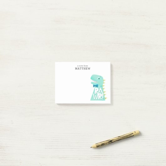 Cute Dinosaur RAWR Persoonlijk Post-it® Notes (Op bureau)