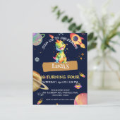 Cute Dinosaur regenboog Galaxy ruimte verjaardagsf Briefkaart (Staand voorkant)