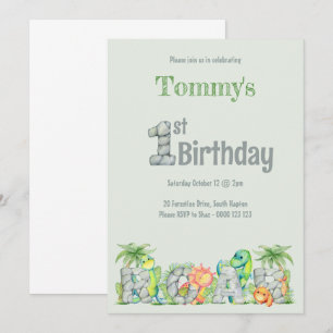 Cute Dinosaur Roar 1st Birthday Boys Kaart