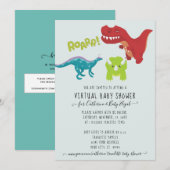 Cute Dinosaur ROAR Boy Baby Virtual Shower Kaart (Voorkant / Achterkant)