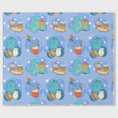 Cute Dinosaur, Robot & Rocket Toys Cadeaupapier (Vlak)