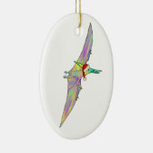 Cute Dinosaur Santa fly Keramisch Ornament (Rechts)