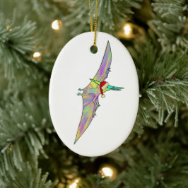 Cute Dinosaur Santa fly Keramisch Ornament