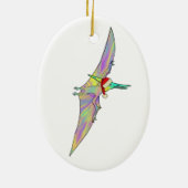 Cute Dinosaur Santa fly Keramisch Ornament (Achterkant)