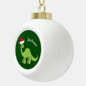 Cute Dinosaur Santa Green Kinder Monogram Keramische Bal Ornament (Rechts)