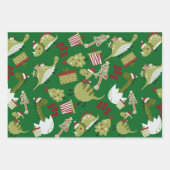 Cute Dinosaur Santa Kerstmis Pattern Inpakpapier Vel (Voorkant 2)
