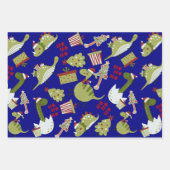 Cute Dinosaur Santa Kerstmis Pattern Inpakpapier Vel (Voorkant)