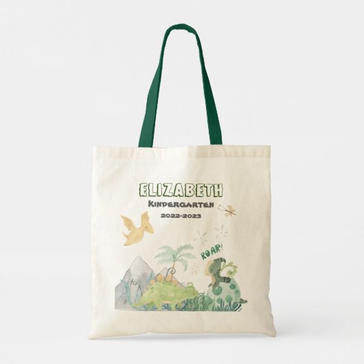 Cute Dinosaur School Canvas tas (Achterkant)