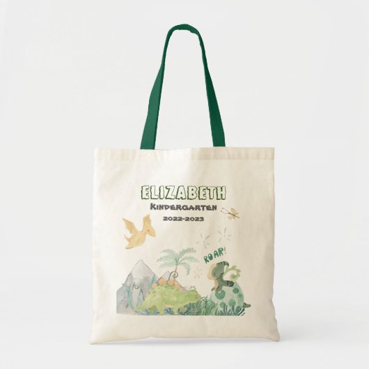 Cute Dinosaur School Canvas tas (Voorkant)