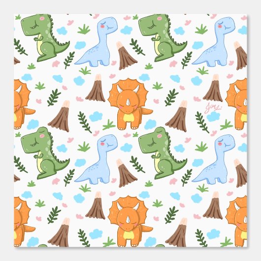 Cute Dinosaur Seamless Pattern for Your Kid Room Behang (Voorkant)