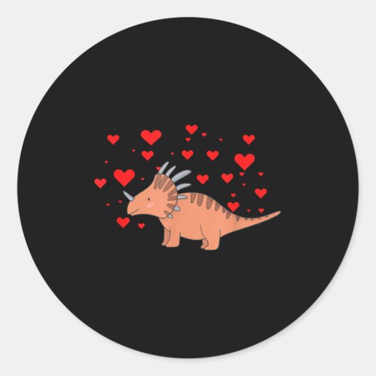 Cute Dinosaur Shirt For Valentines Day _ Tricerato Ronde Sticker (Voorkant)