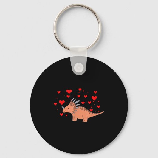 Cute Dinosaur Shirt For Valentines Day _ Tricerato Sleutelhanger (Voorkant)