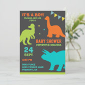 Cute Dinosaur Silhouette Baby shower Invitation Kaart (Staand voorkant)