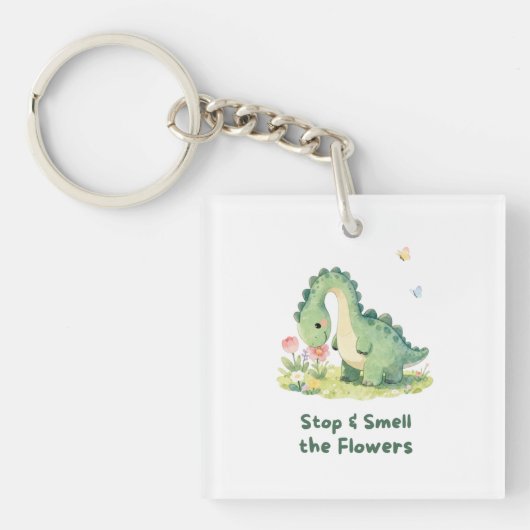 Cute Dinosaur Sleutelhanger – Stop & Ruik aan de B (voorkant)