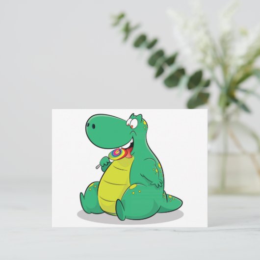 Cute dinosaur-snoep briefkaart (Staand voorkant)